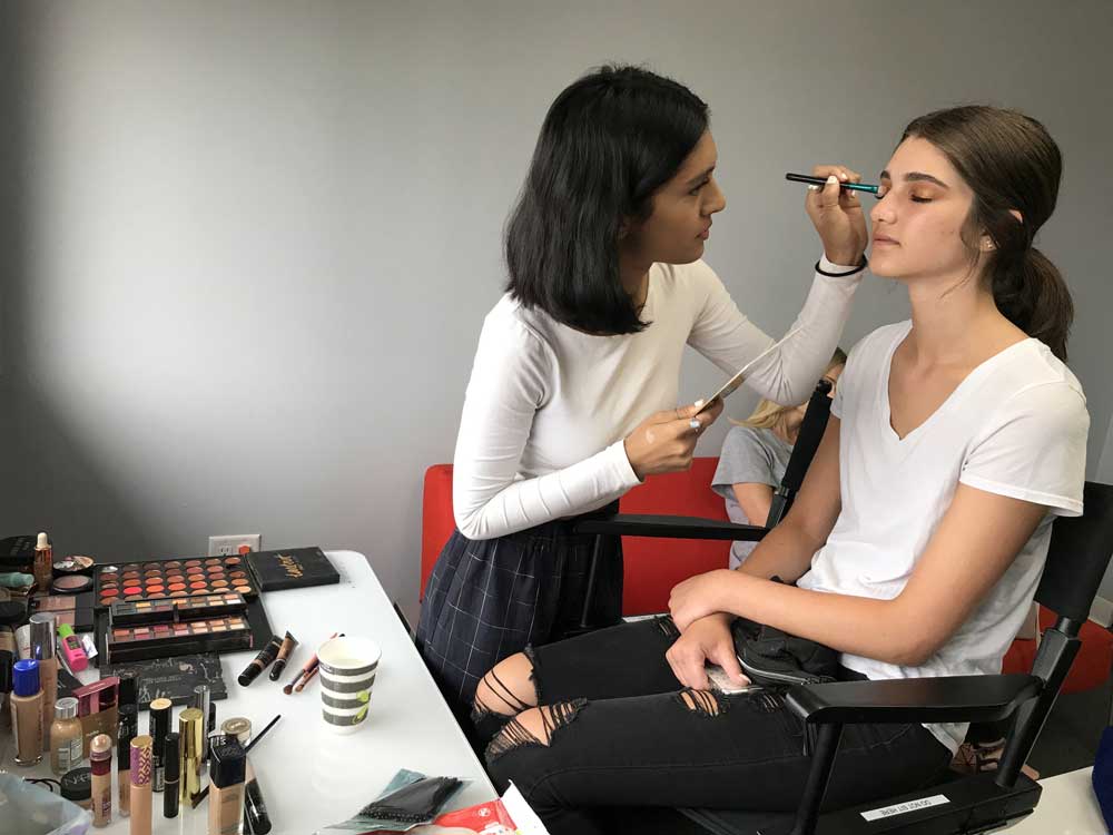 Makeup session with models before a Photoshoot at Isa Aydin Photography