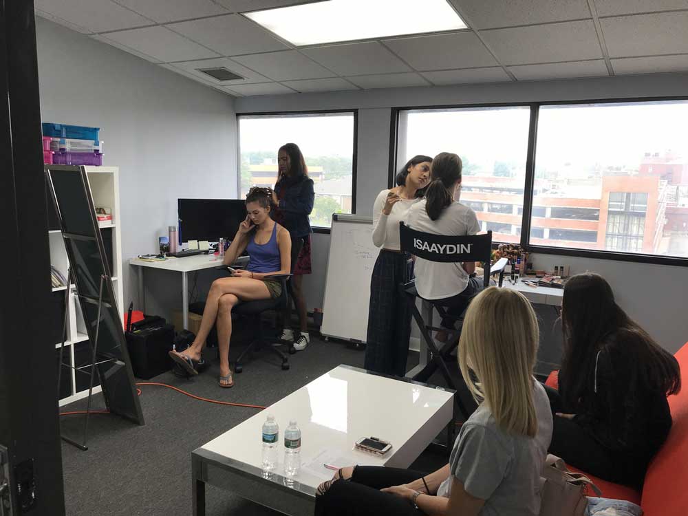 Models on preparations for night dresses photoshoot at Isa Aydin Photography