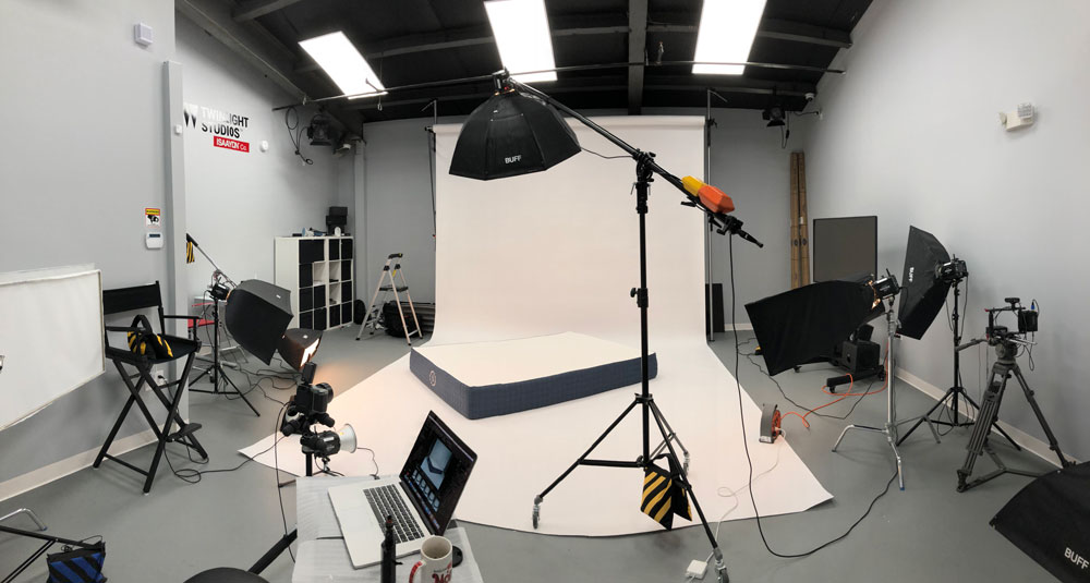 BTS Mattress photoshoot on white background at Isa Aydin studio